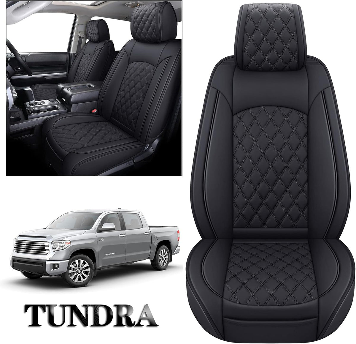 Waterproof Leather Full Seat Covers 5 PCS Full Set Black-White G883