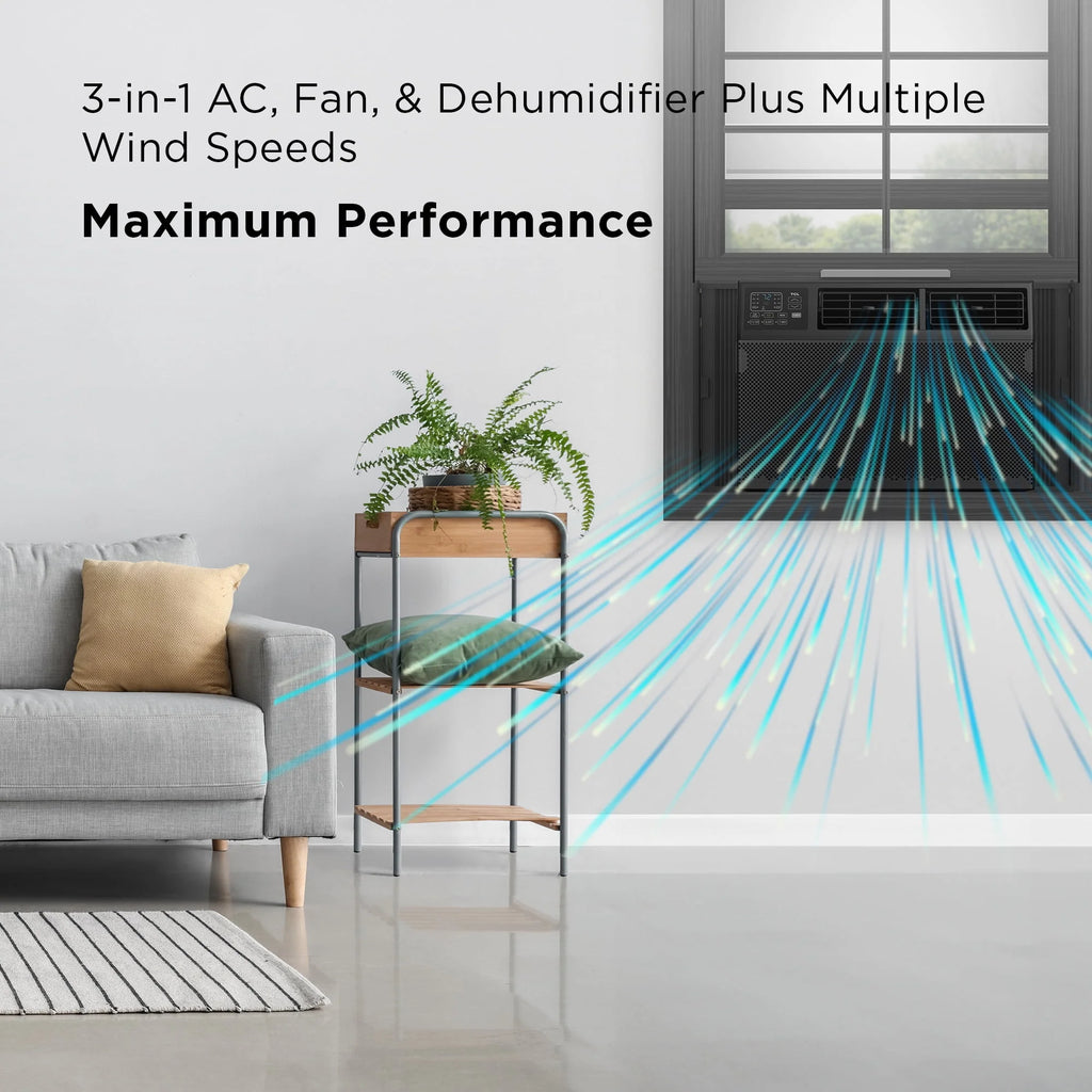 8,000 BTU Smart Window Air Conditioner with Remote Control, Black L233506