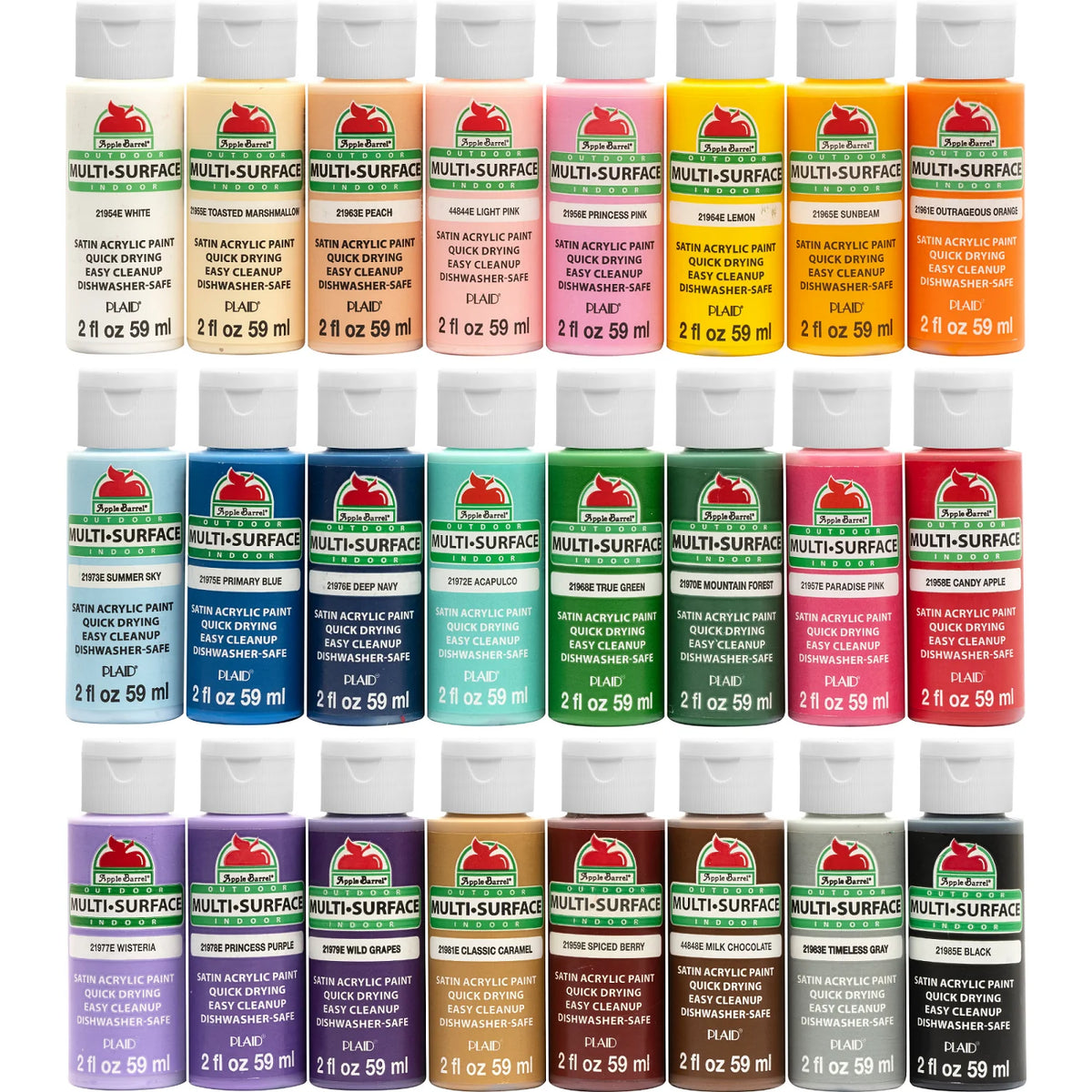 2 oz Multi-color Satin Acrylic Craft Paint (24 Pieces) U55502