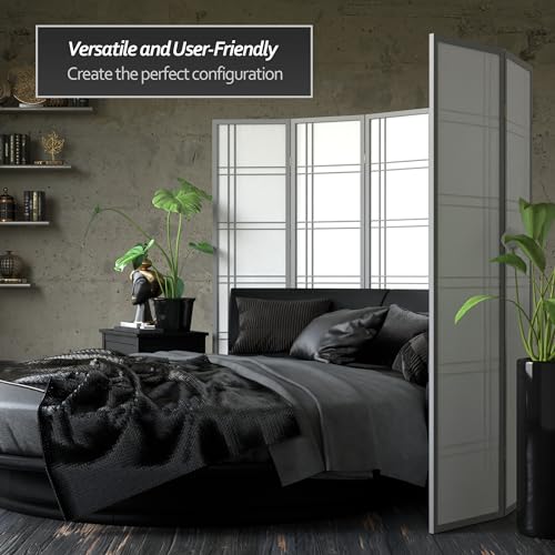6 ft. Tall 3 Panels Grey Shoji Screen Room Divider Q70198