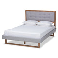 Queen Size Light Gray Upholstered Wood Platform Bed Z382