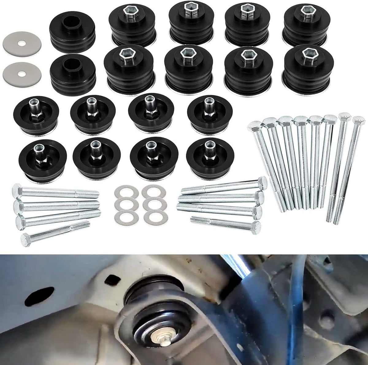 Ford Body Mount Bushing Kit with Steel Sleeves & Hardware H28566