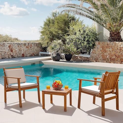 4 Piece Acacia Wood Outdoor Sofa Set with Table & Cushions N8196