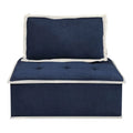 Navy Blue And Cream Fabric Armless Accent Chair A3931