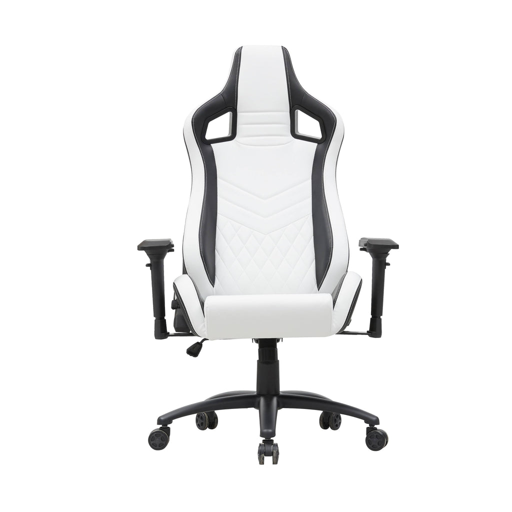 White Vegan Leather Reclining Gaming Chair O8602