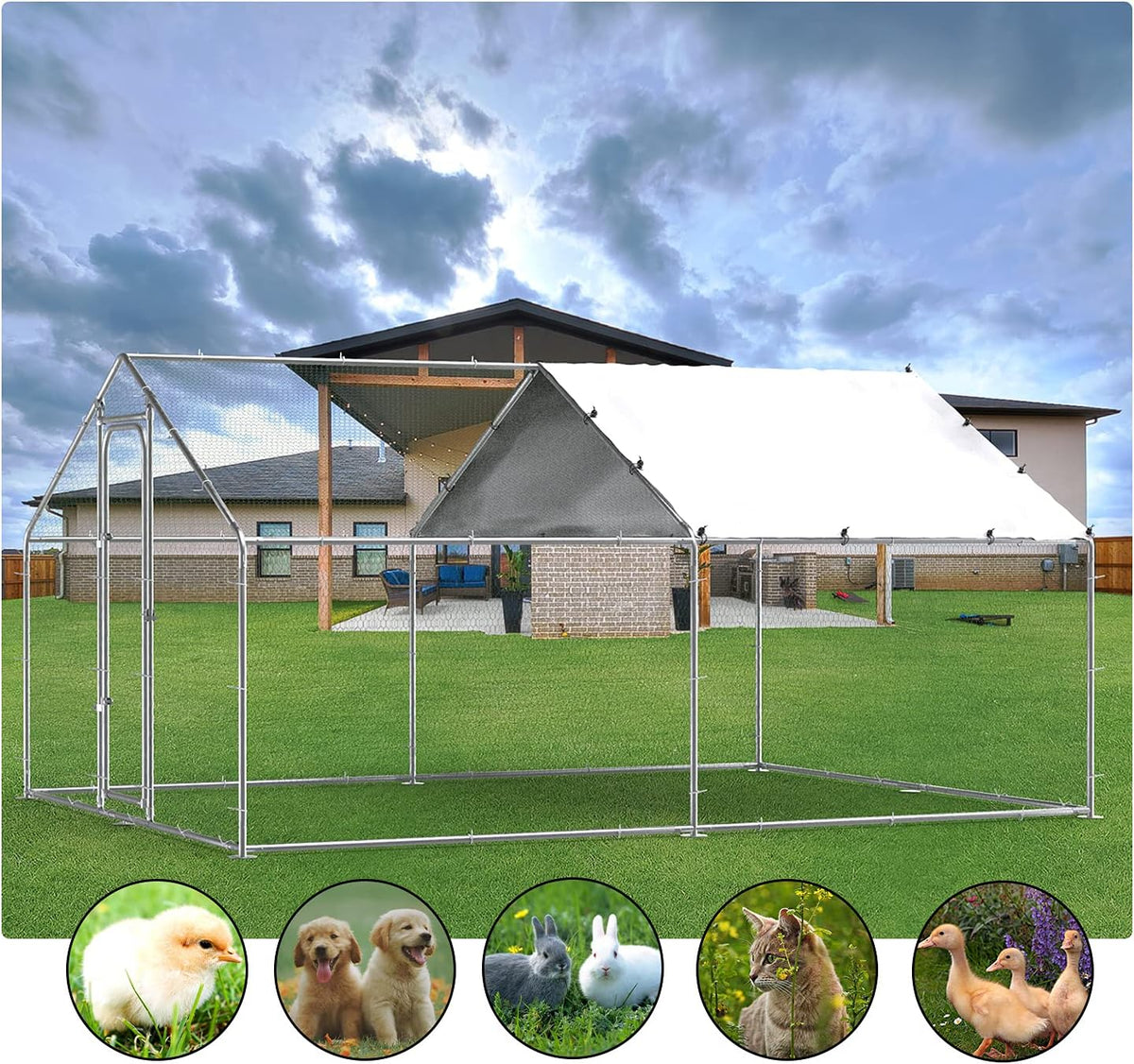 Large Metal Chicken Coop Run H5514