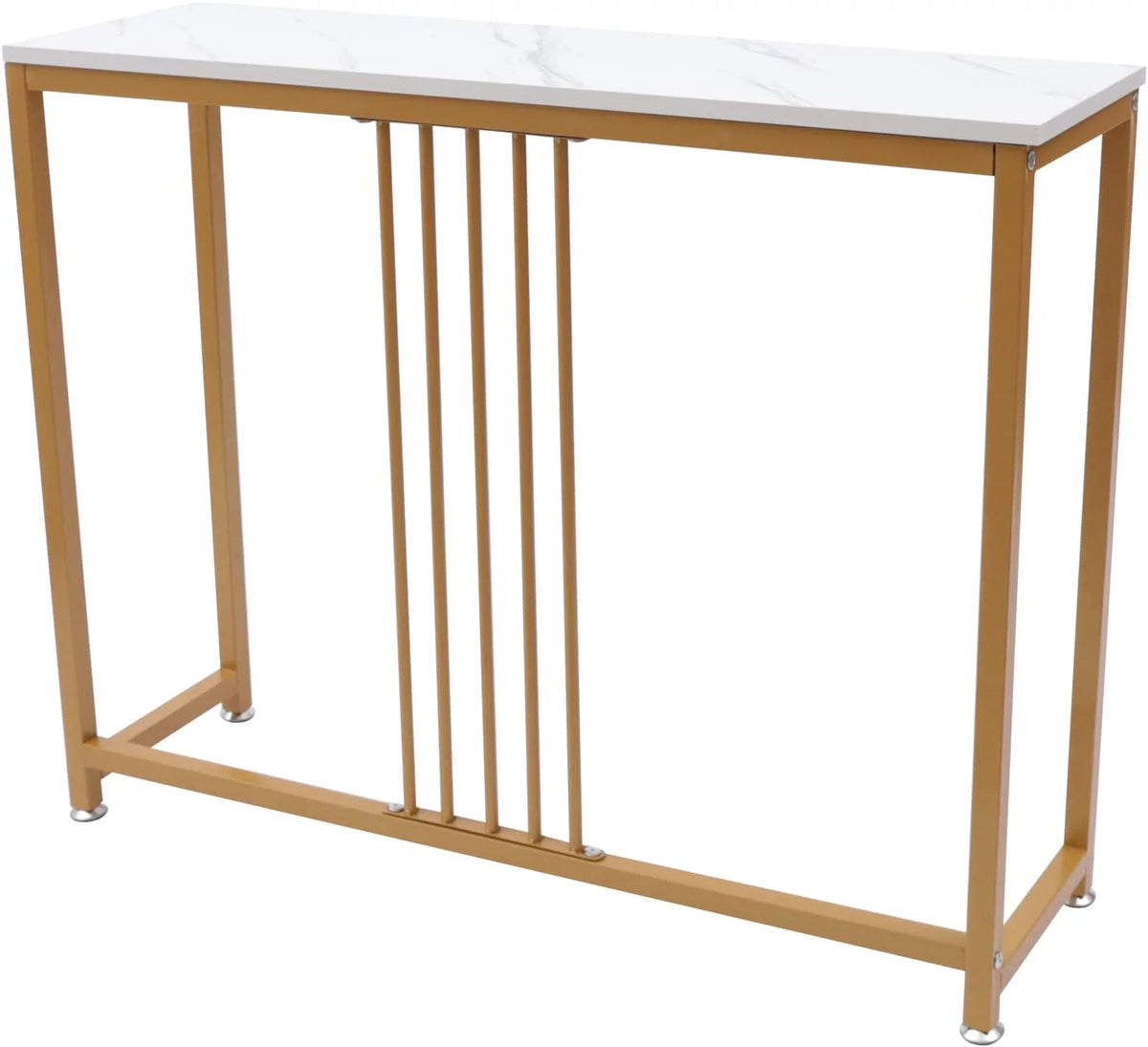 Gold and White Metal Wood Skinny Console Table Y1583
