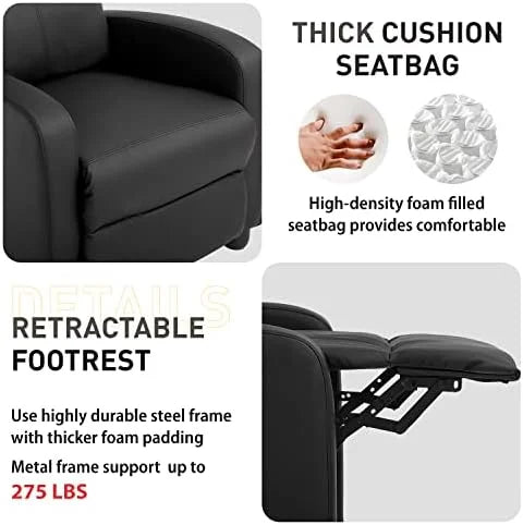 Black Faux Leather Recliner Chair S548022
