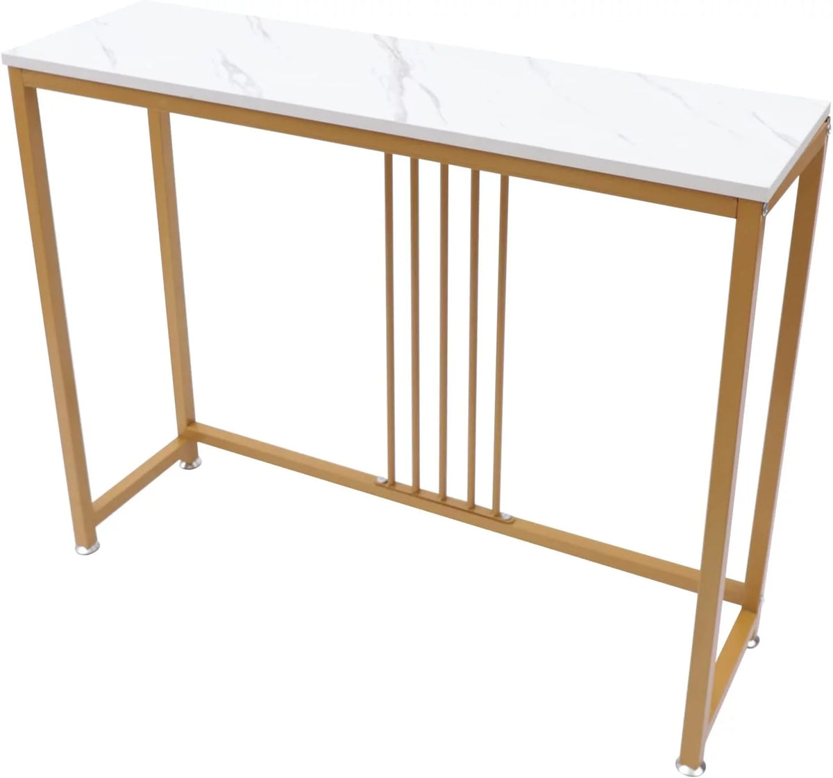 Gold and White Metal Wood Skinny Console Table Y1583