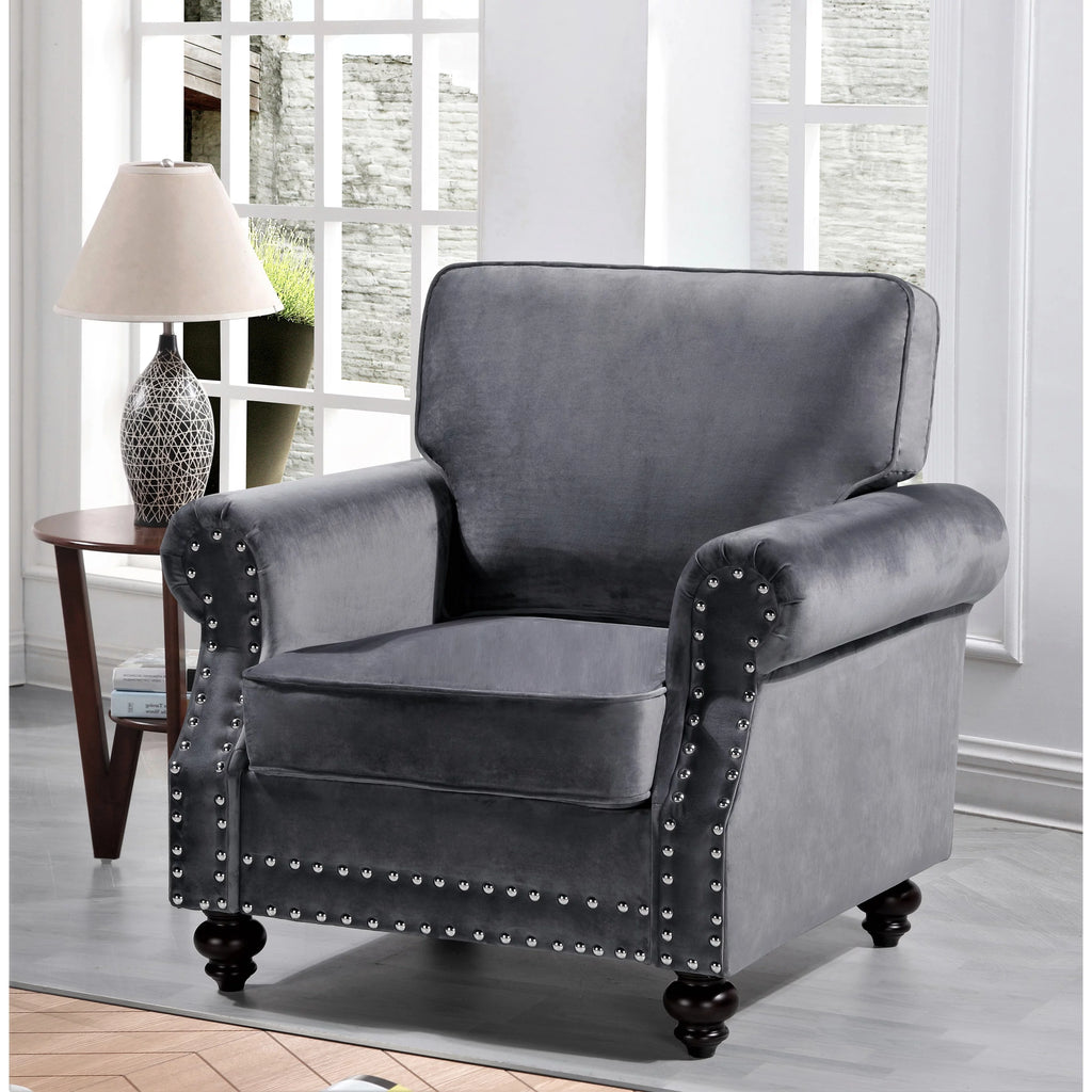 Grey Velvet Chair B4301