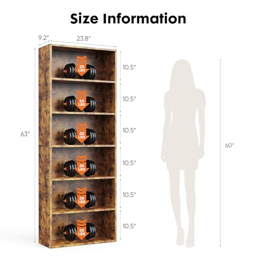 6 Shelf 63 Inch Tall Black Bookcase D29008