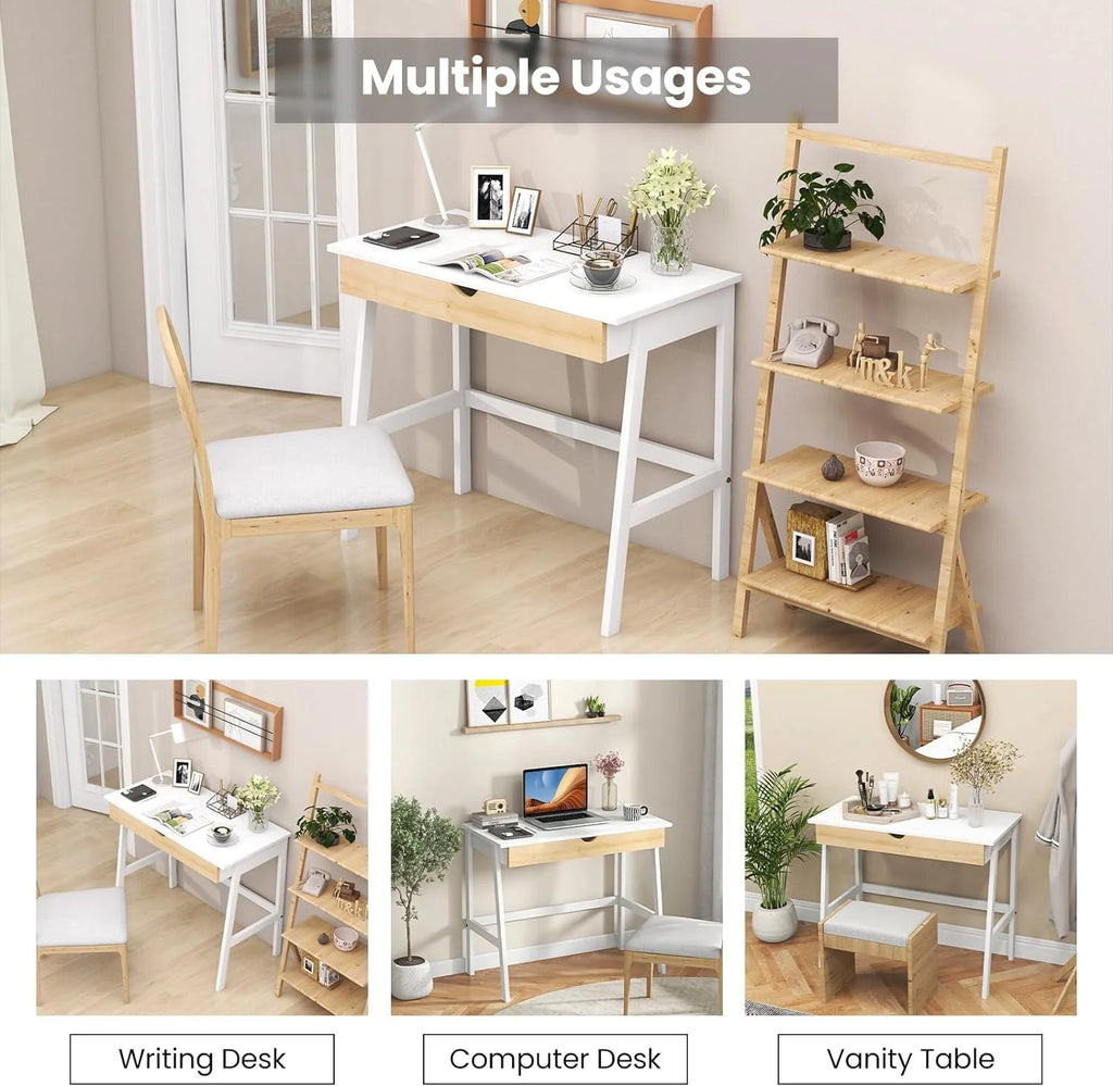 White Computer Desk with Drawer O99156