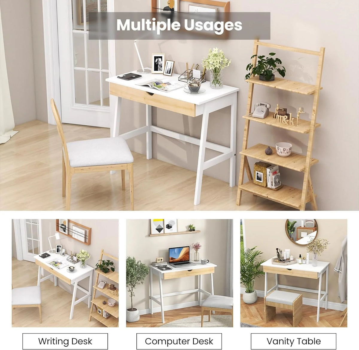 White Computer Desk with Drawer O99156