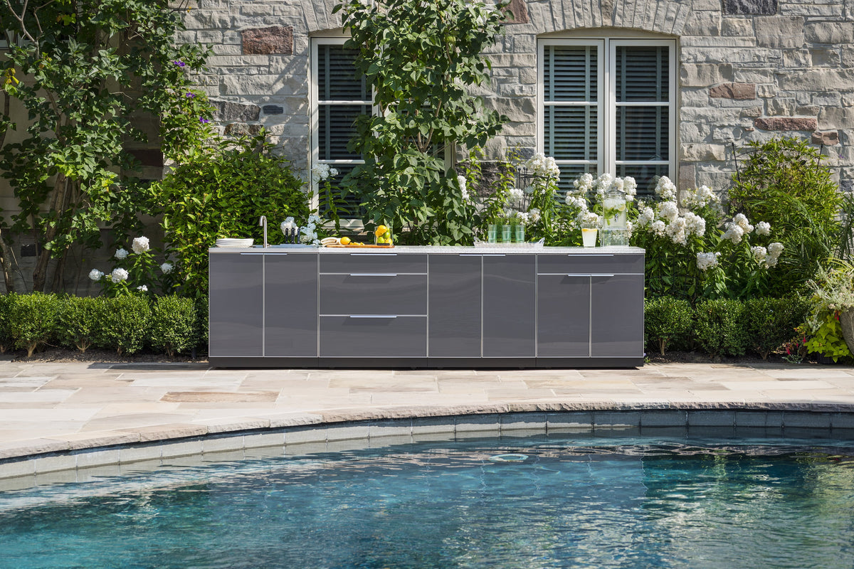 5 Piece Outdoor Kitchen Cabinet Set with Countertops F73955