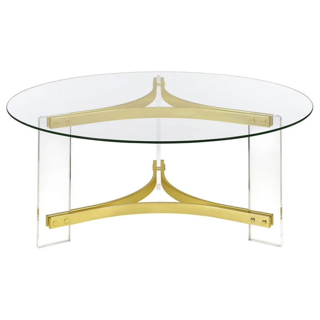 Round Glass Coffee Table with Acrylic Legs Q727