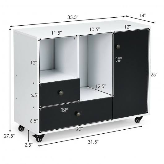 Black 2 Drawer Mobile Filing Cabinet I21014