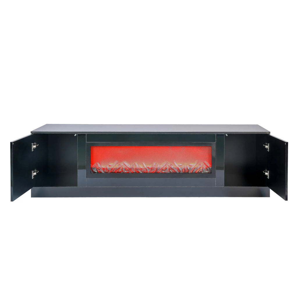 Black Electric Fireplace TV Stand Z414