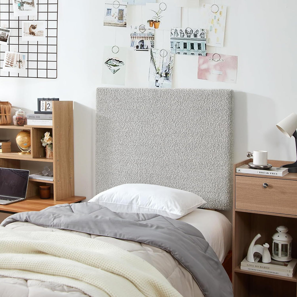 Boucle Gray Cream Headboard with Legs U595