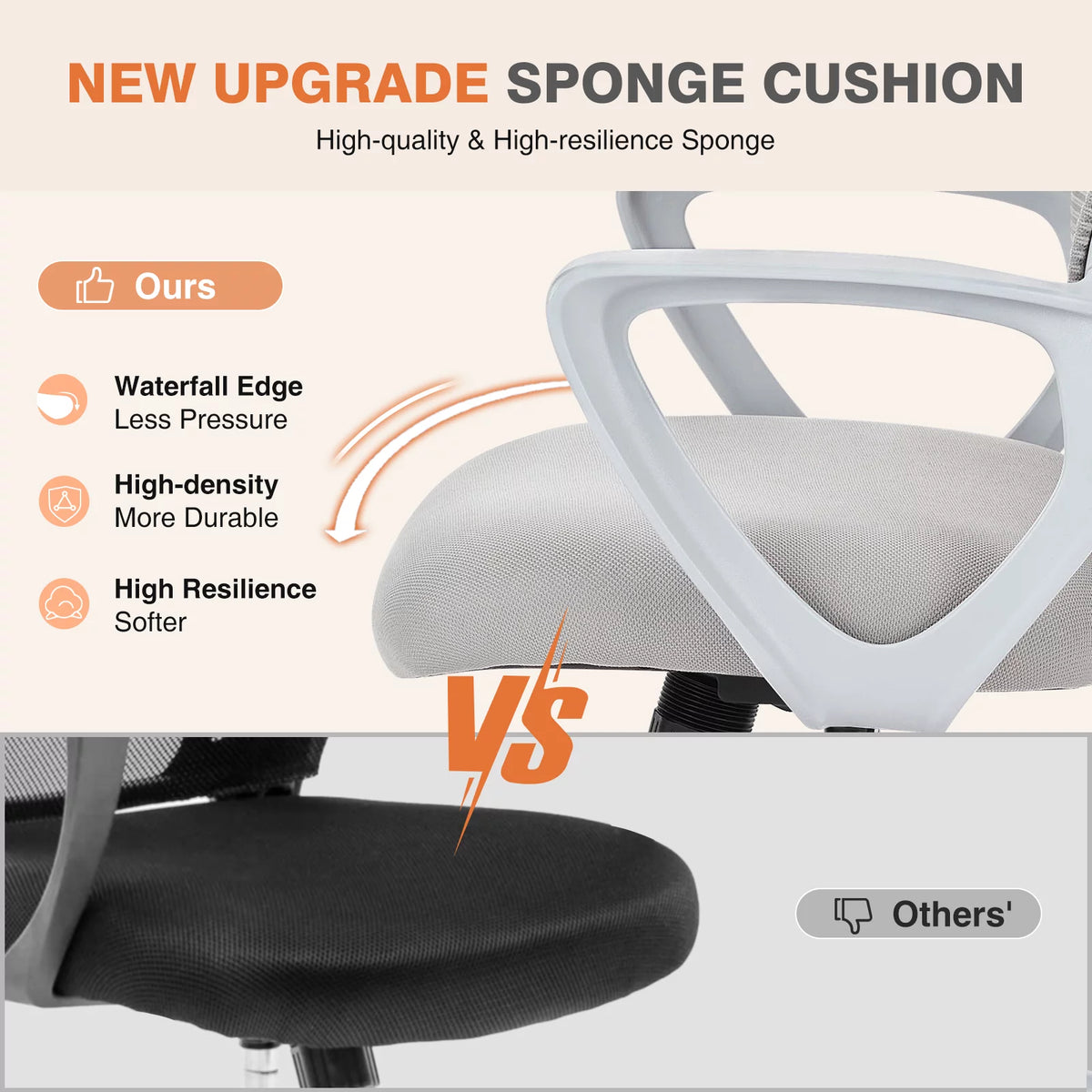 Ergonomic Mesh Office Chair with Fixed Armrest Gray J841082