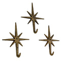 Set of 3 Gold Cast Iron Wall Hooks G3403