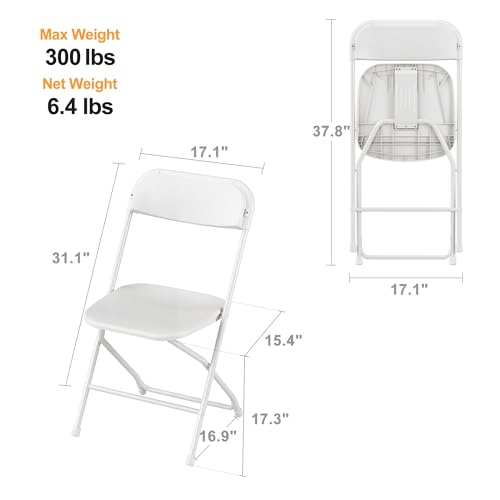 10 Pack White Plastic Folding Chair with Steel Frame I6540