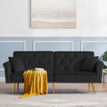 Black Velvet Tufted Futon Sofa Bed O5548