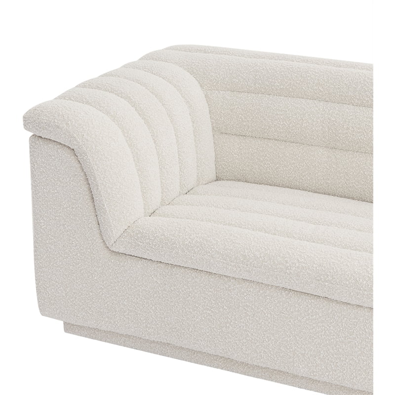 Cream Boucle Fabric Loveseat W8529
