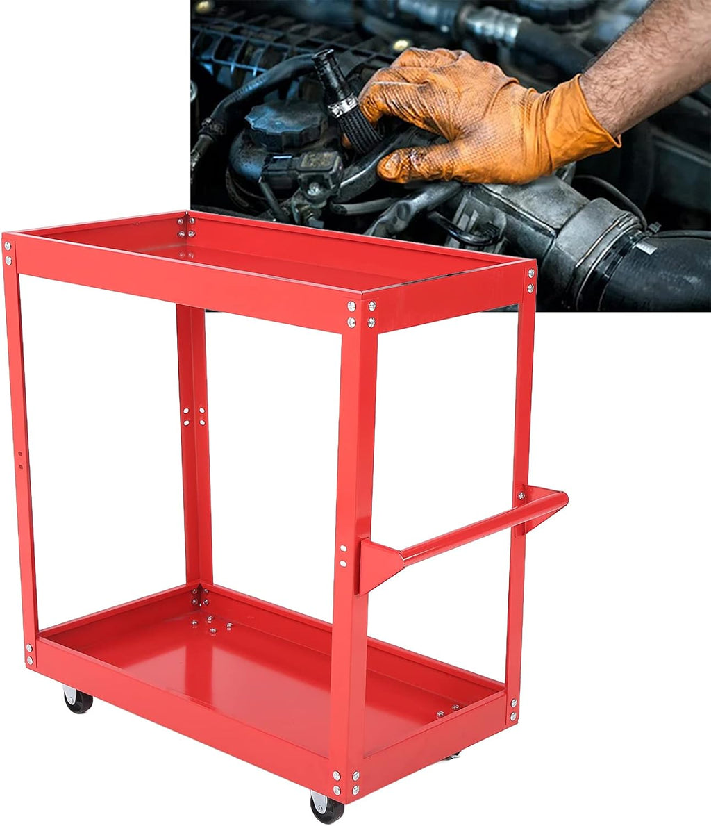 Utility Cart 2-Tray Rolling Storage Trolley X17657