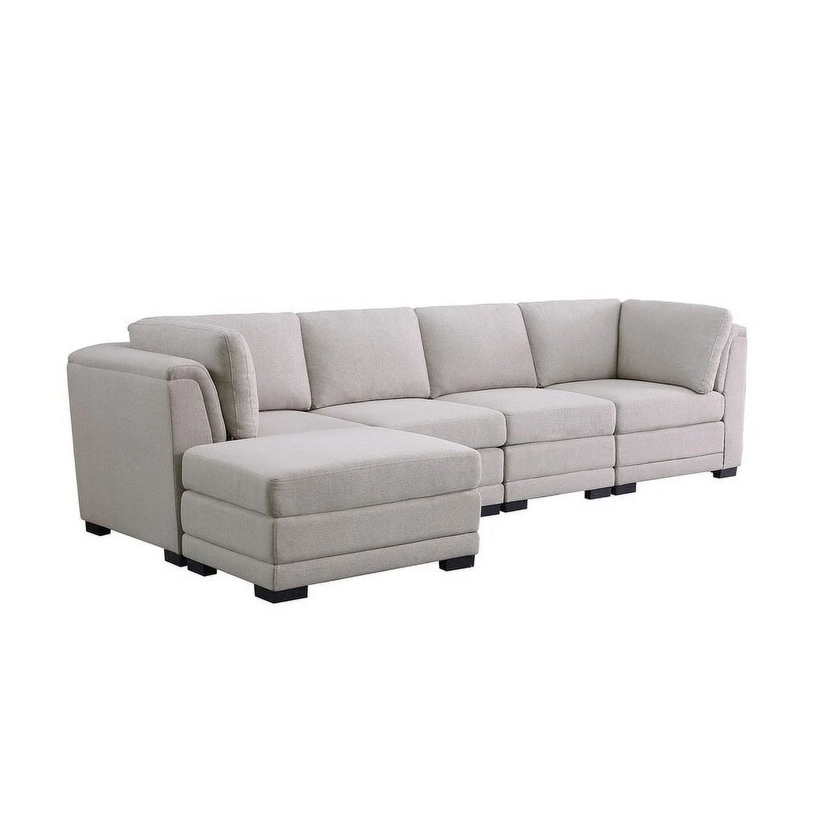 Light Gray Linen Reversible Sectional Sofa with Ottoman S8609
