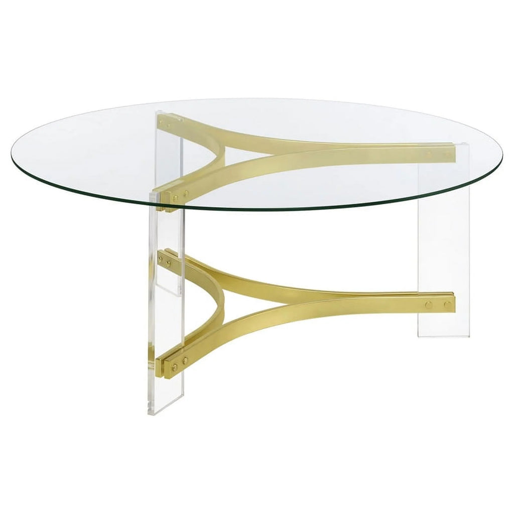 Round Glass Coffee Table with Acrylic Legs Q727