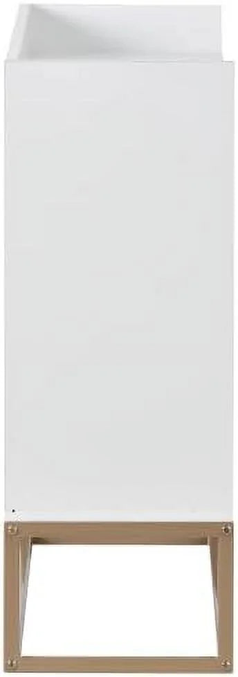Modern Sideboard Buffet Cabinet with 4 Doors Adjustable Shelves Metal Legs White M589665