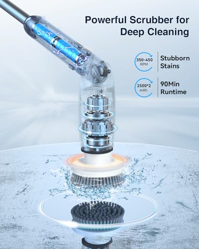 Electric Spin Scrubber with 8 Brush Heads and Long Handle M43630