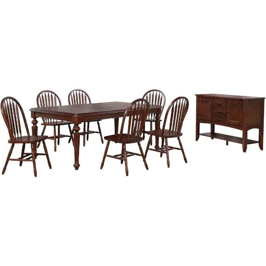 Brown Wood 8PC Extendable Dining Table Set V844