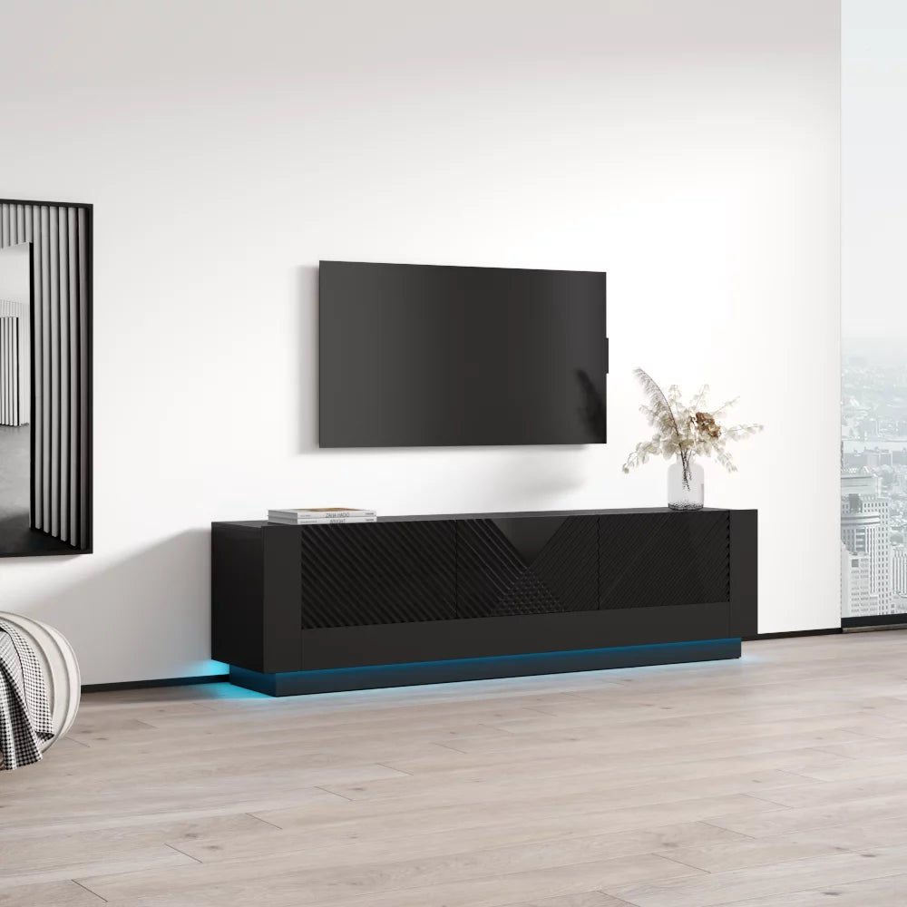 71" High Gloss TV Stand with Storage Cabinets K743