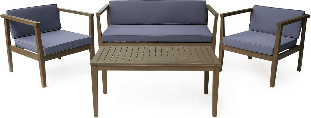 4-Seater Acacia Wood Chat Set with Coffee Table J605044