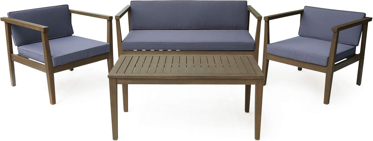 4-Seater Acacia Wood Chat Set with Coffee Table J605044