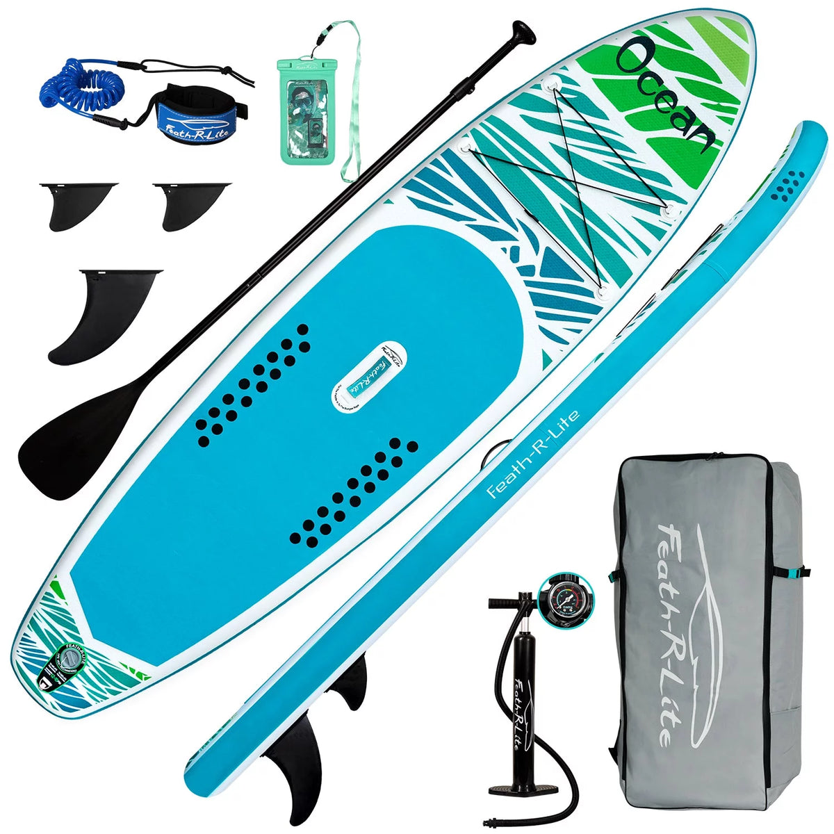Light Green Inflatable Paddle Board 10'5''x33''x6'' with Paddle Backpack Pump T9777