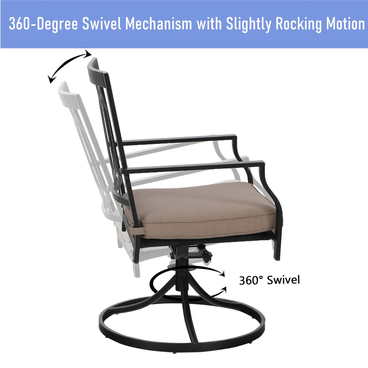 5-Piece Outdoor Patio Dining Set Swivel Cushioned Chairs Steel Frame Y706746