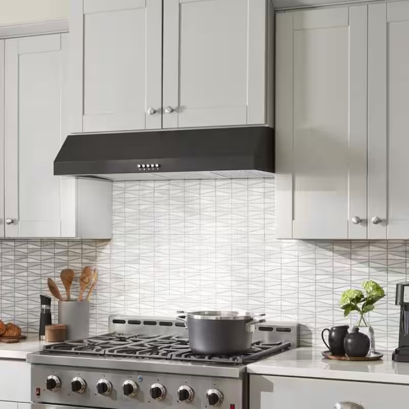 36 in. W Convertible Under Cabinet Range Hood in Black with LED Lighting and Charcoal Filter L967