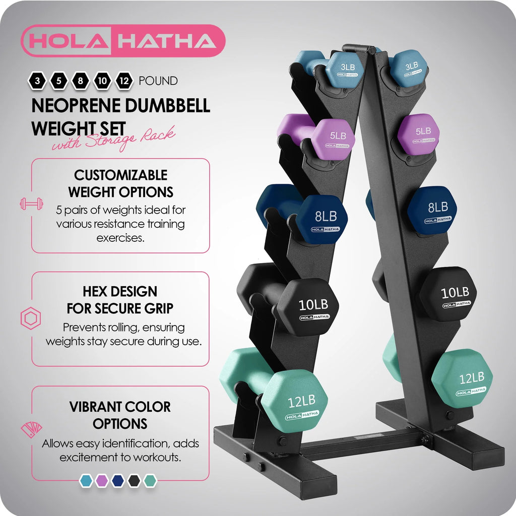Neoprene Dumbbell Weight Set with Rack O344