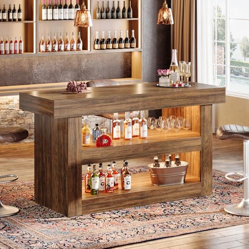 Brown 55-Inch Kitchen Island with Storage F1711
