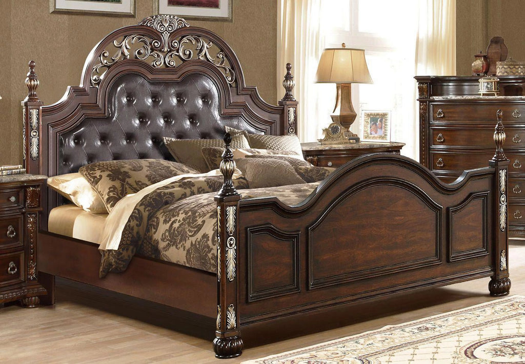 Dark Cherry Upholstered Queen Size Bed S24674