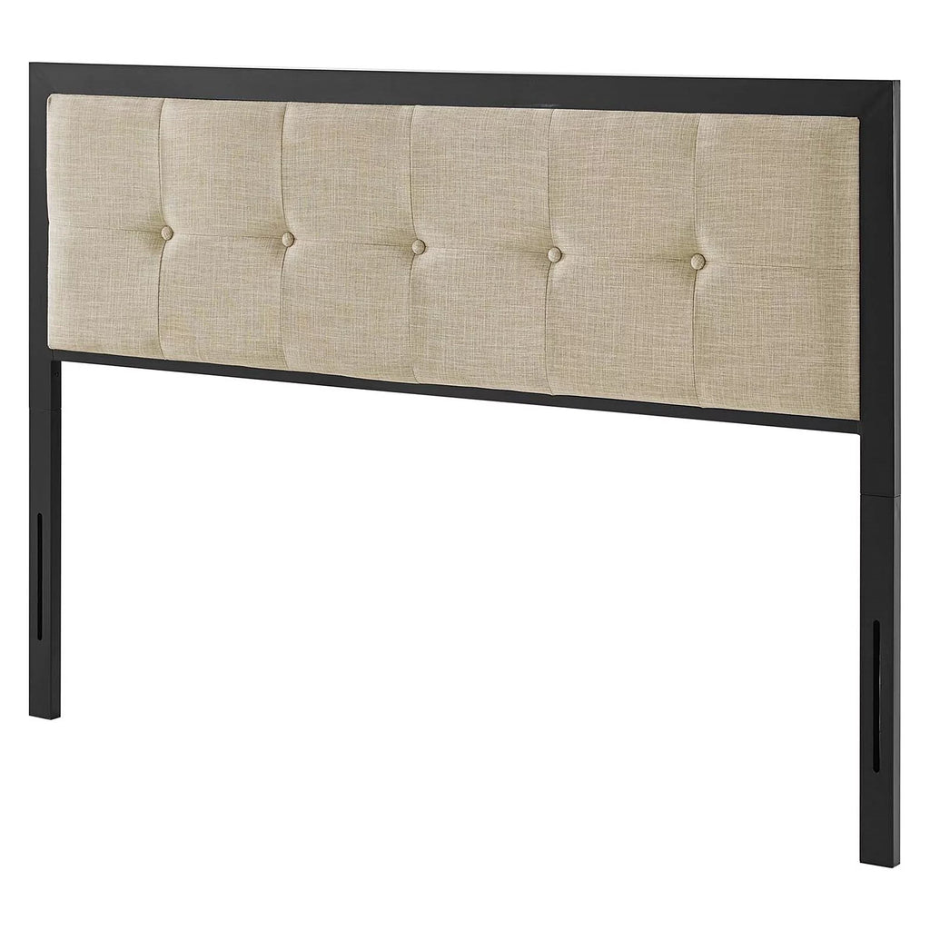 Beige Fabric Tufted Upholstered Full Size Metal Headboard U847300