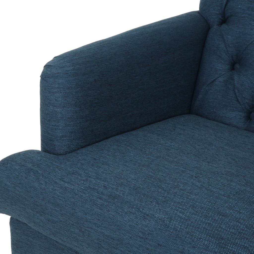 Navy Blue Upholstered Fabric 3 Seater Sofa P866542