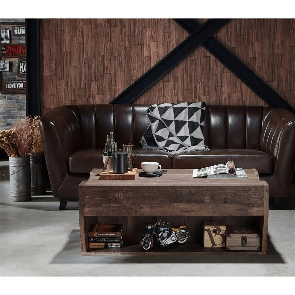 Oak Wood Storage Coffee Table and End Table Set B958