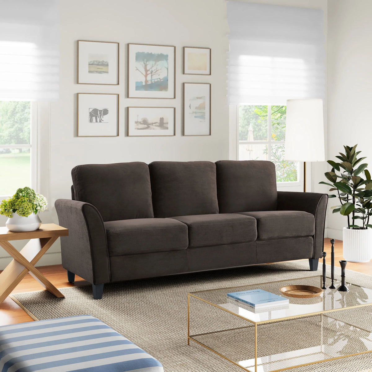 Gray Fabric Sofa with Curved Arms M596769