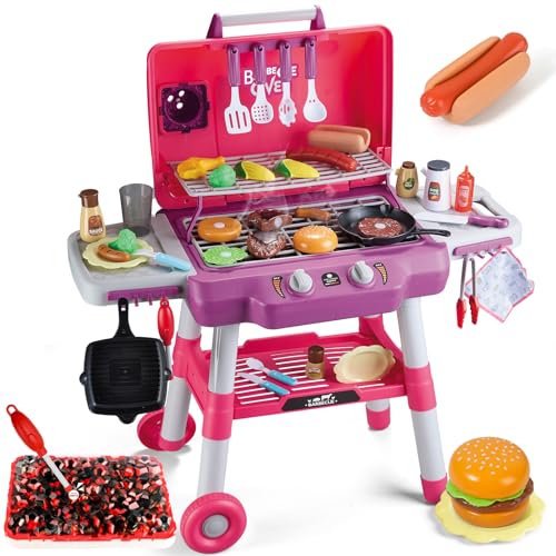 Kids BBQ Grill Playset with Smoke Sound Light L418