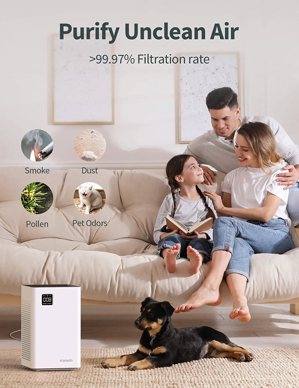 Air Purifier with Wi-Fi, Double Filter, Voice Control, PM2.5 Detector J840938
