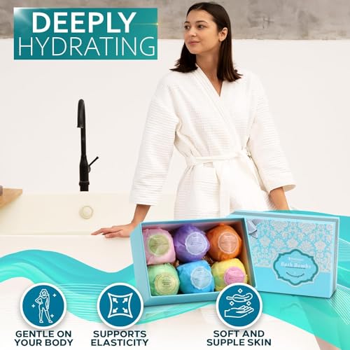 6 XXL Bath Bombs Gift Set with Dead Sea Salt Cocoa and Shea Essential Oils R165