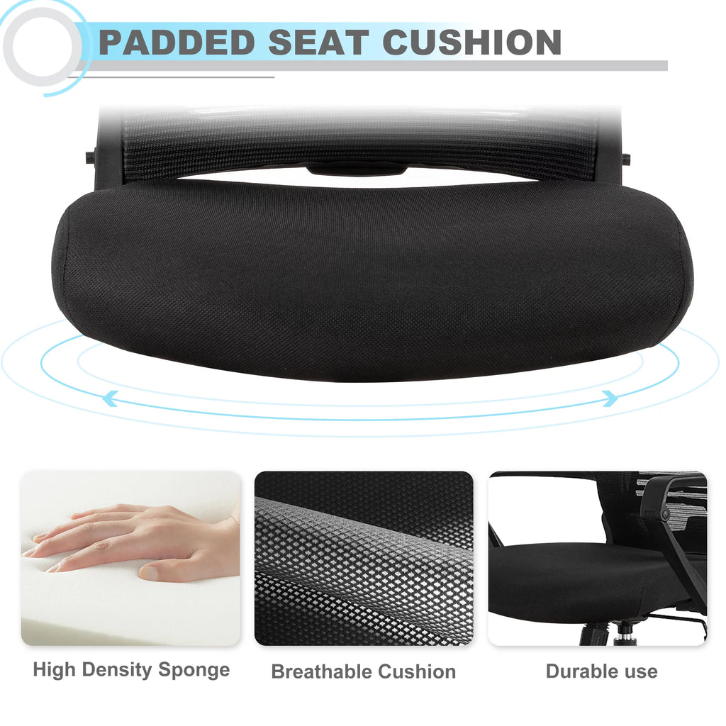 Black Ergonomic Mesh Office Chair with Footrest V13648
